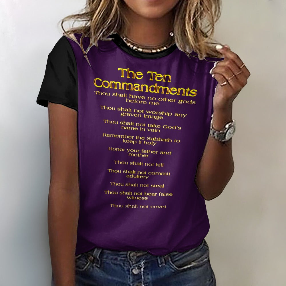 Ten Commandments 01 Ladies Designer Cotton T-shirt (4 Colors)
