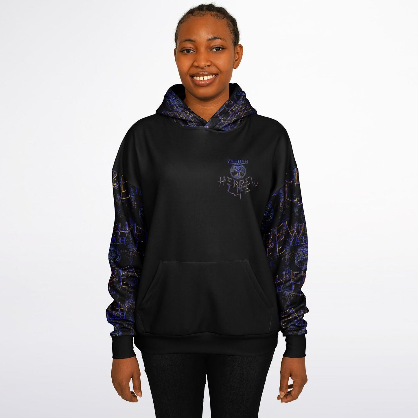 Hebrew Life 01-02 Designer Unisex Heavyweight Oversized Fleece Lined Pullover Hoodie