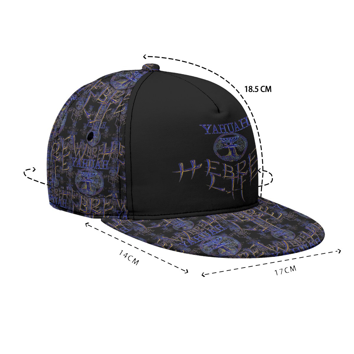 Hebrew Life 01-02 Designer Peaked Flat Brim Baseball Cap