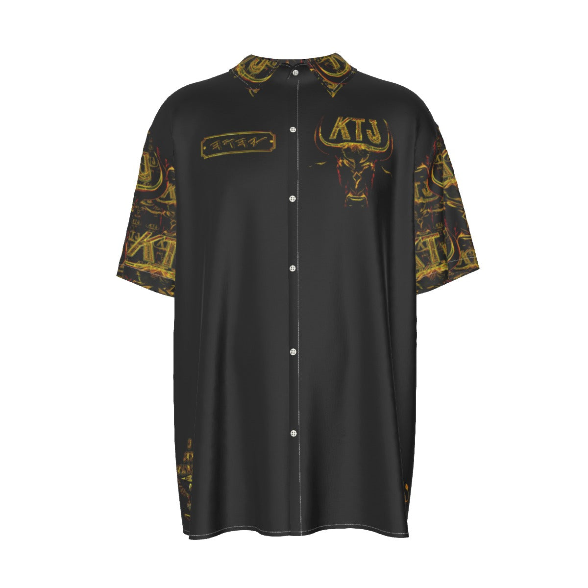 KTJ: HEBREW TRUE 01-01 Men's Designer Imitation Silk Drop Shoulder Button-down Shirt