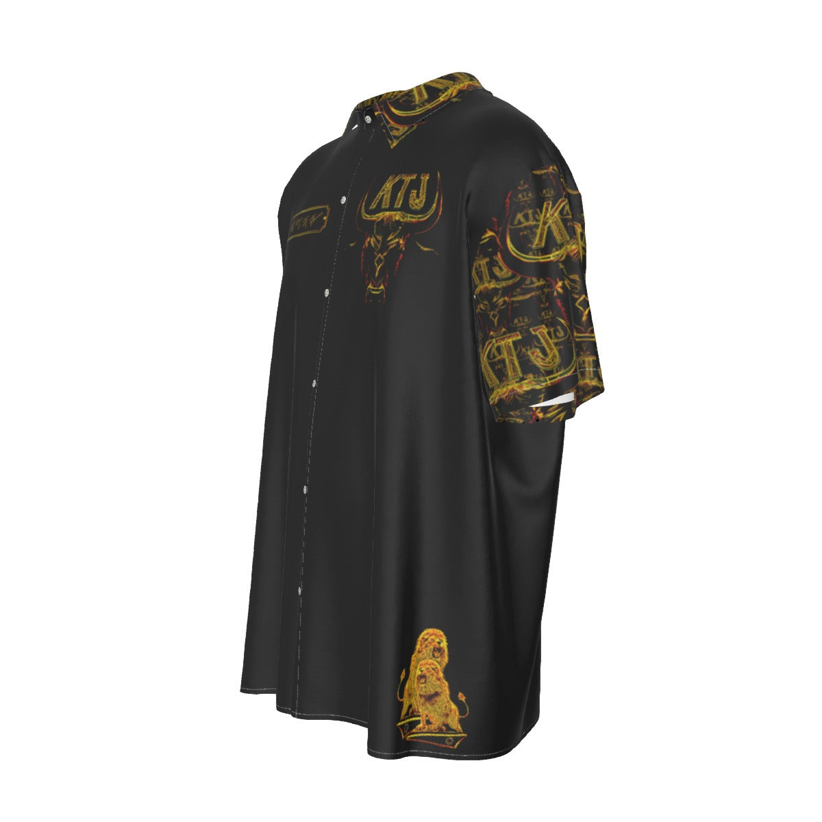 KTJ: HEBREW TRUE 01-01 Men's Designer Imitation Silk Drop Shoulder Button-down Shirt