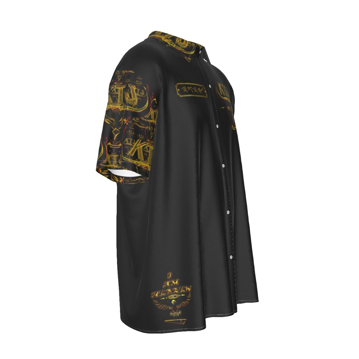 KTJ: HEBREW TRUE 01-01 Men's Designer Imitation Silk Drop Shoulder Button-down Shirt