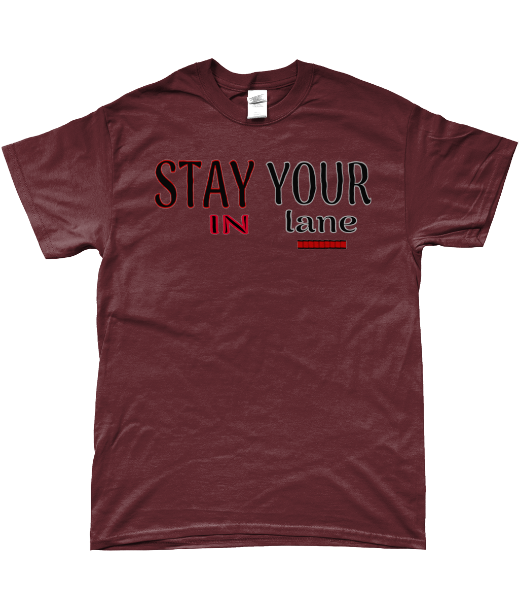 STAY IN YOUR lane 01-02 Designer Gildan Unisex SoftStyle® Ringspun Cotton T-shirt (13 colors)