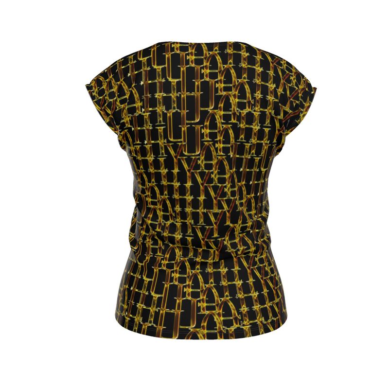 Camo Yahuah 02-01 Ladies Designer Loose Fit Scoop Neck Cap Sleeve T-shirt