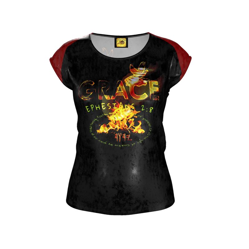 Grace 101-01 Ladies Designer Loose Fit Scoop Neck Cap Sleeve T-shirt