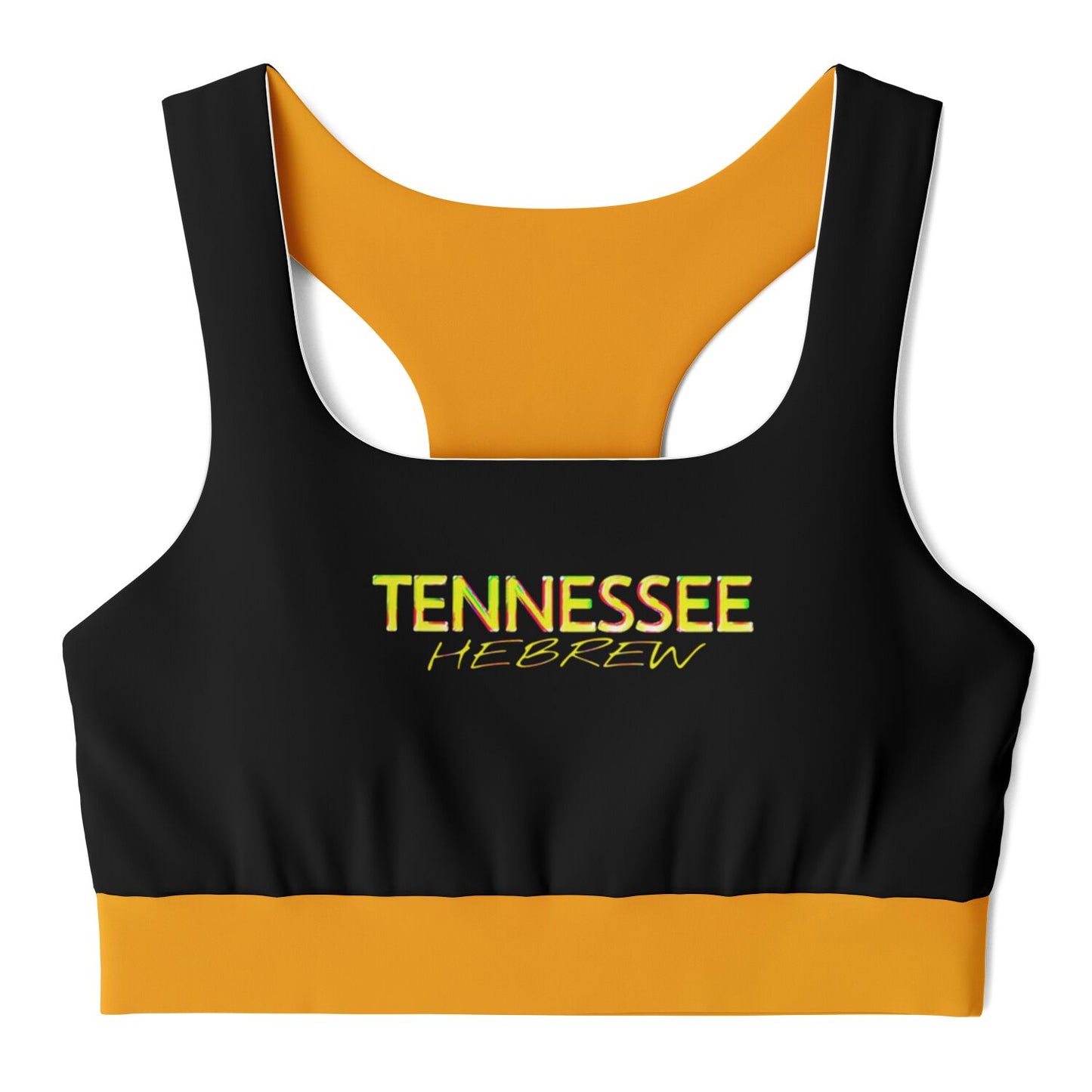 Tennessee Hebrew 01 Designer Padded Racerback Sports Bra