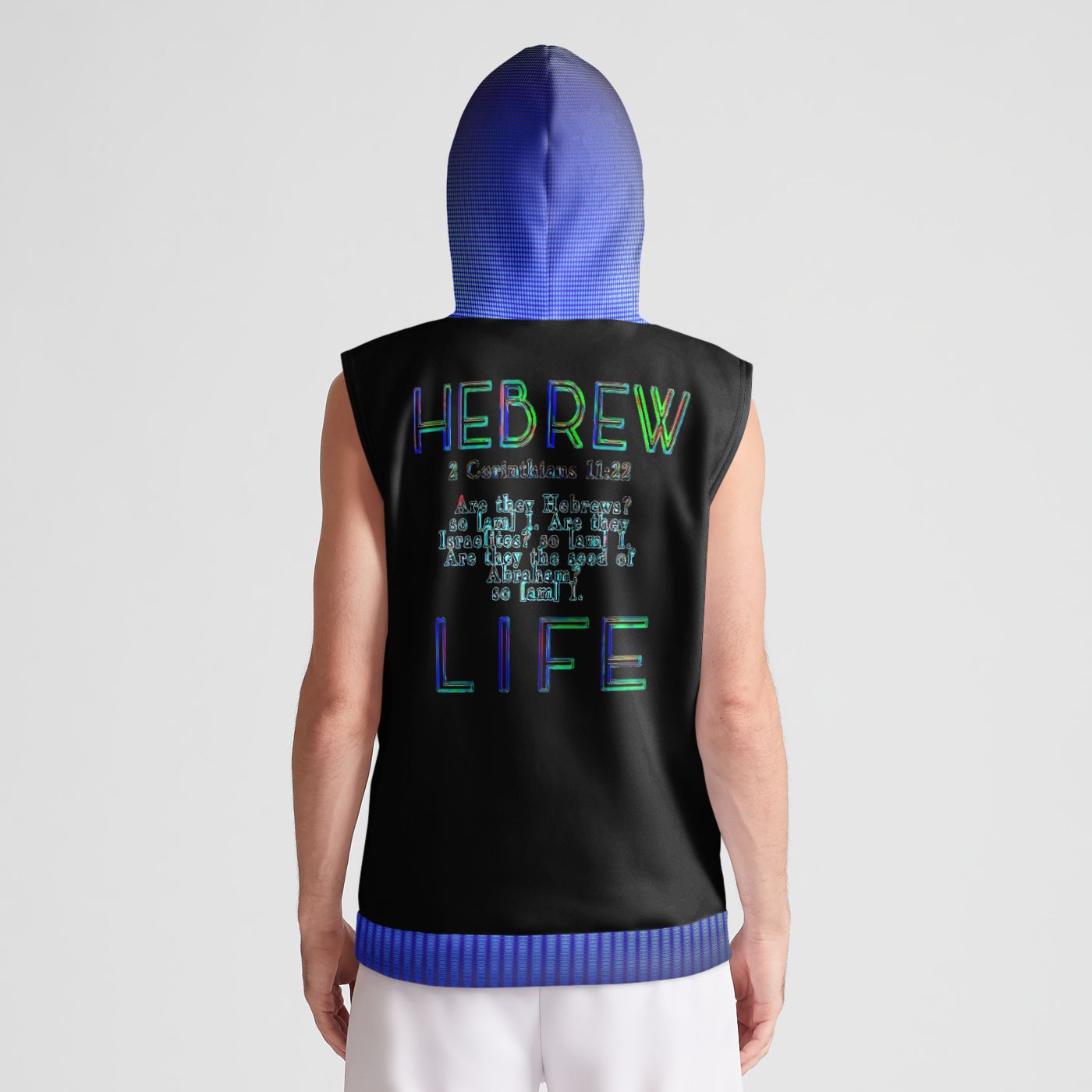 Hebrew Life 02-05 Men's Designer Poly Tech Fleece Sleeveless Pullover Hoodie