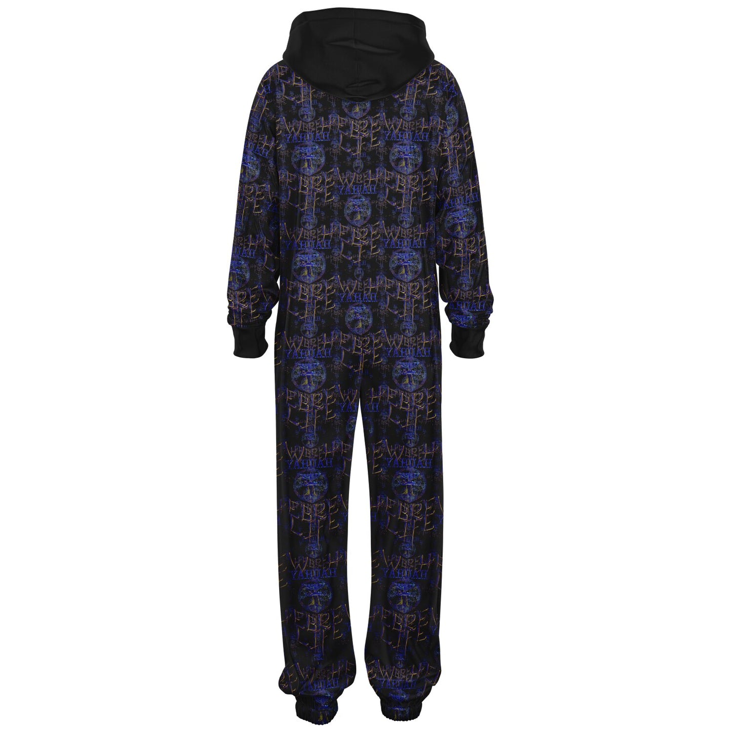 Hebrew Life 01-02 Designer Fashion Triblend Fleece Lined Zip Front Jumpsuit