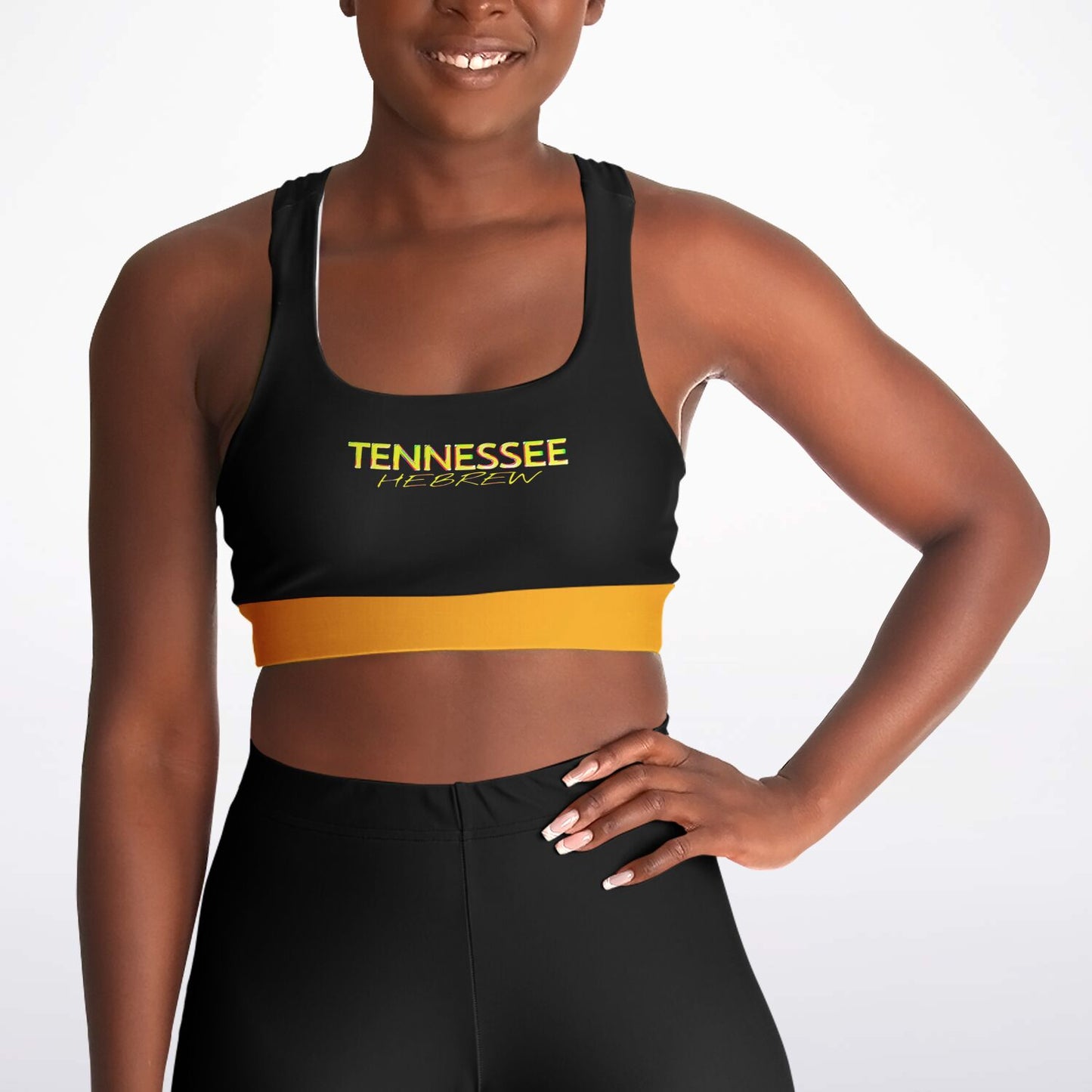 Tennessee Hebrew 01 Designer Padded Racerback Sports Bra