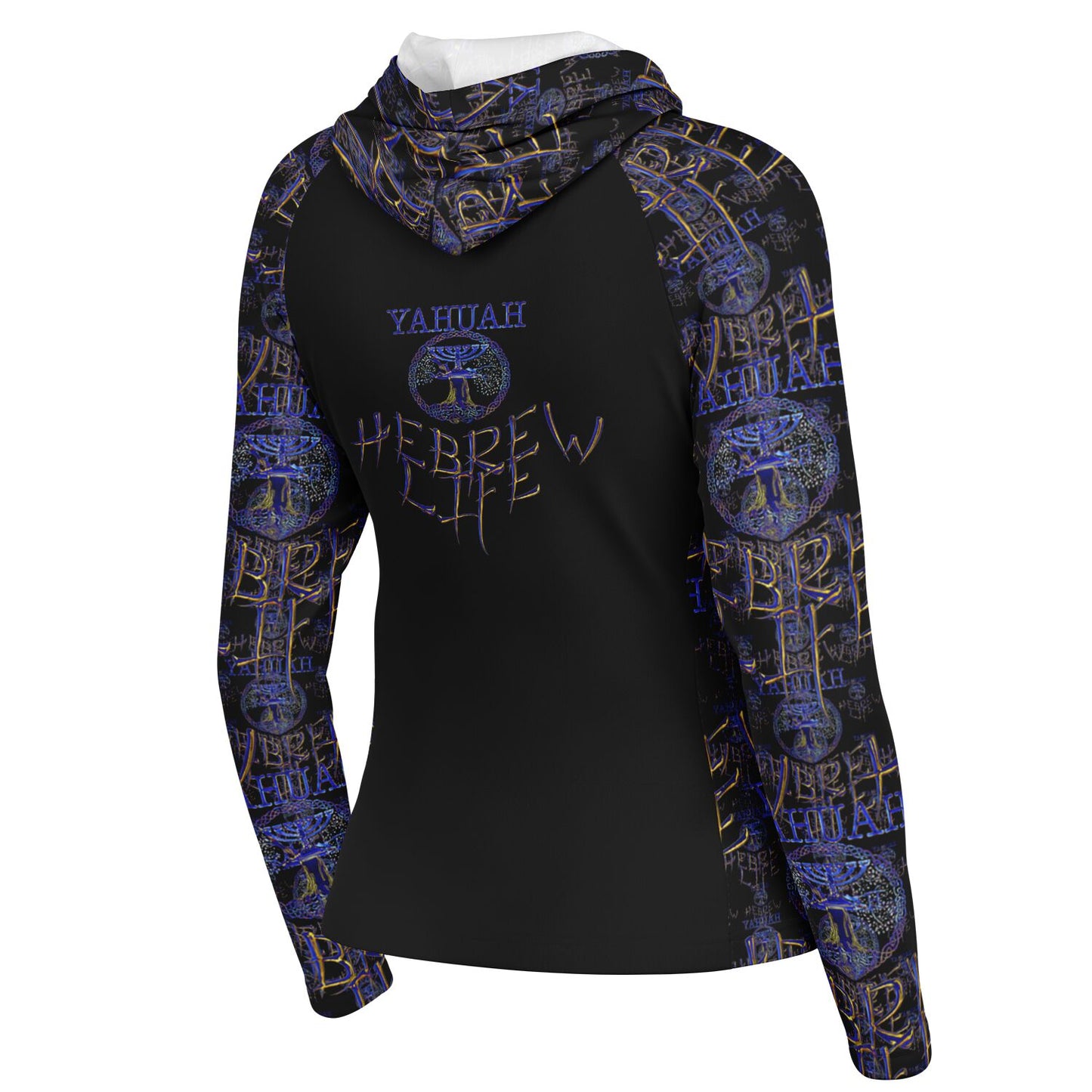 Hebrew Life 01-02 Ladies Designer Long Sleeve Hooded Performance T-shirt