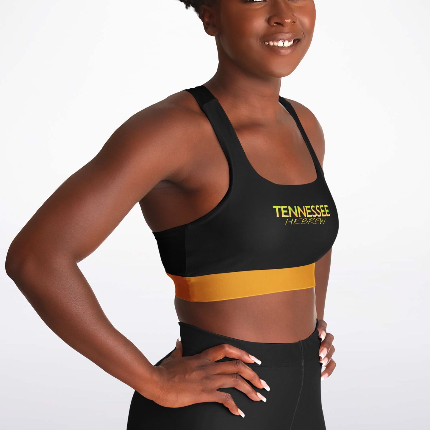 Tennessee Hebrew 01 Designer Padded Racerback Sports Bra