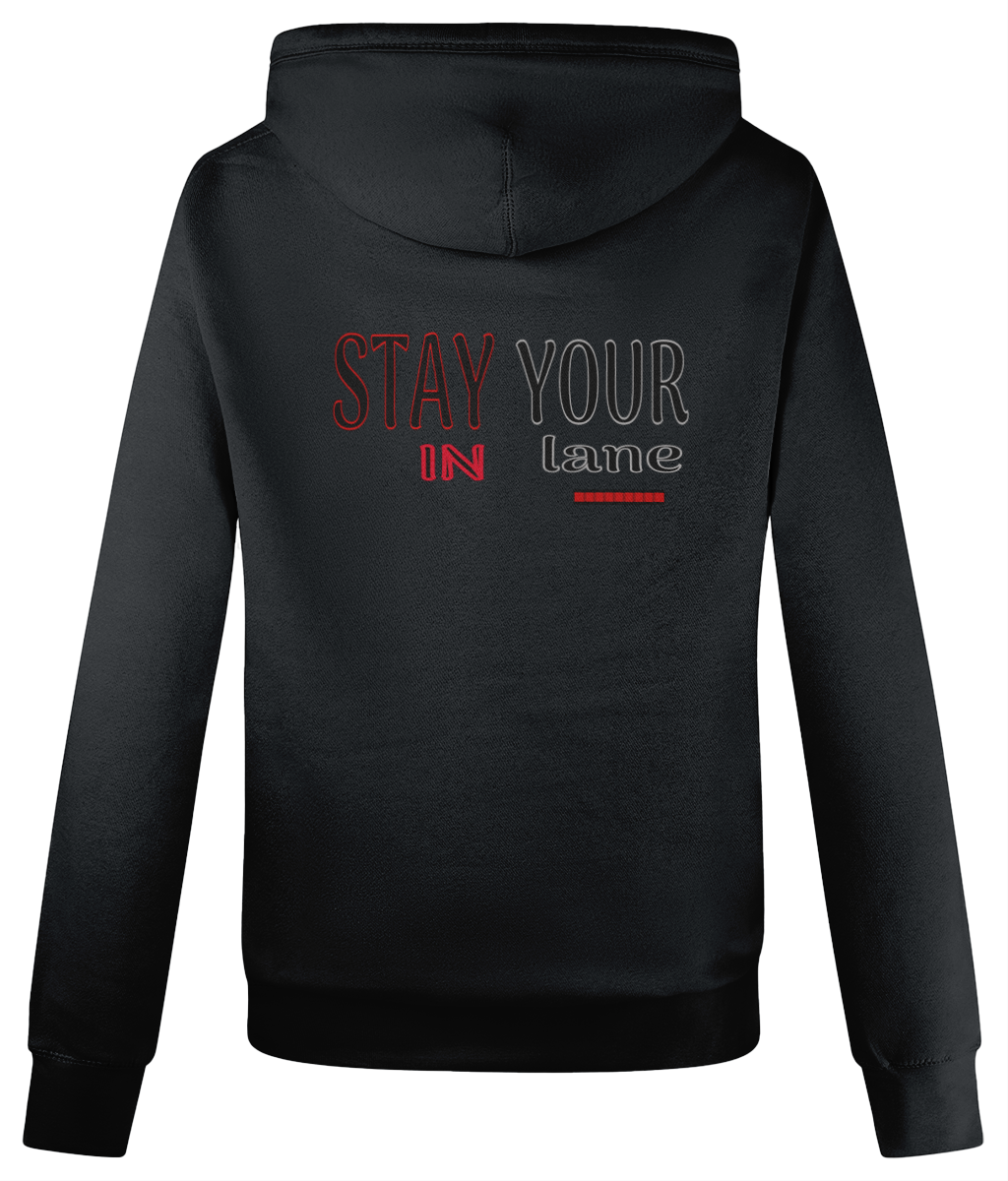 STAY IN YOUR lane 01-02 Designer AWDis Just Hoods Cross Neck Unisex Pullover Hoodie (3 colors)