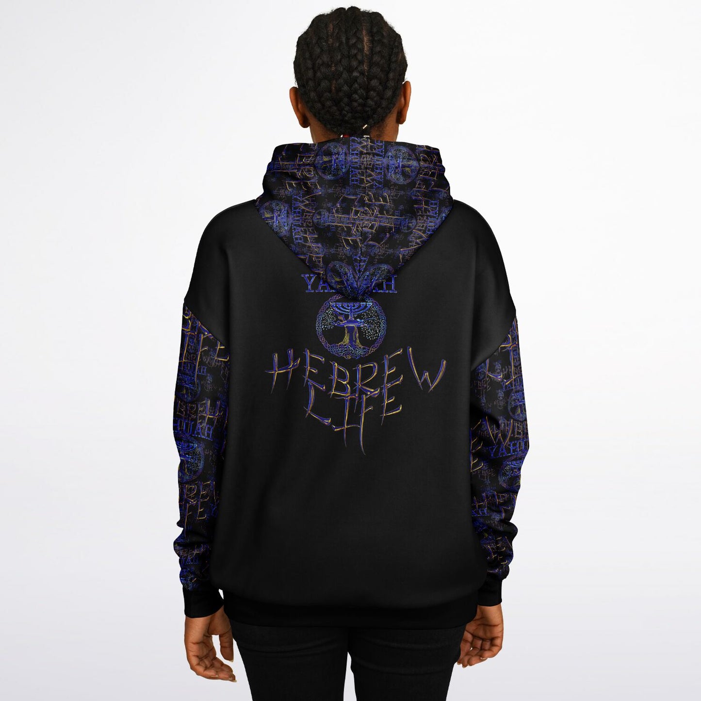 Hebrew Life 01-02 Designer Unisex Heavyweight Oversized Fleece Lined Pullover Hoodie