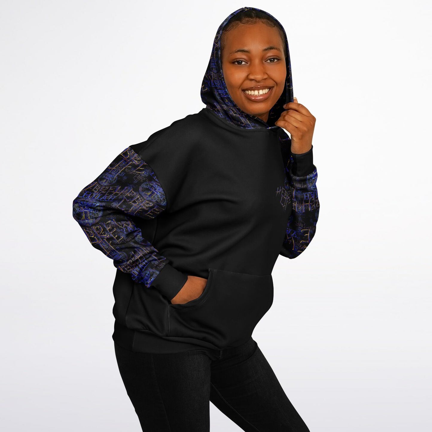 Hebrew Life 01-02 Designer Unisex Heavyweight Oversized Fleece Lined Pullover Hoodie
