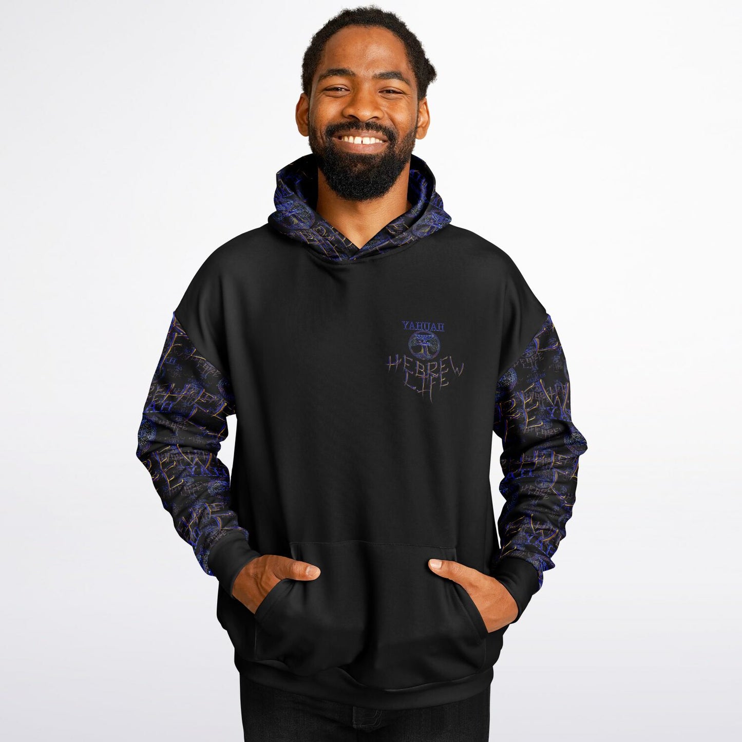 Hebrew Life 01-02 Designer Unisex Heavyweight Oversized Fleece Lined Pullover Hoodie