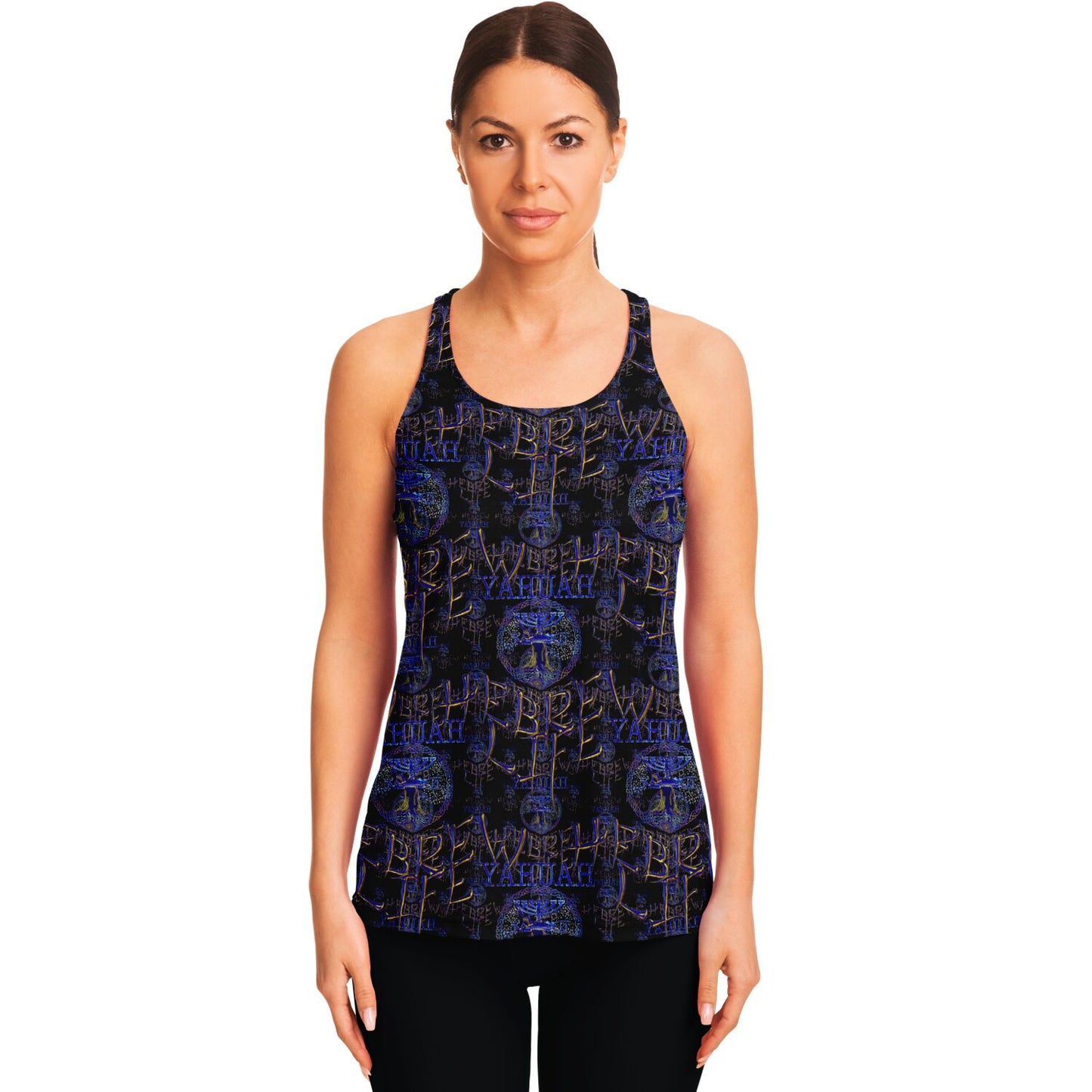 Hebrew Life 01-02 Ladies Designer Flowy Racerback Tank Top
