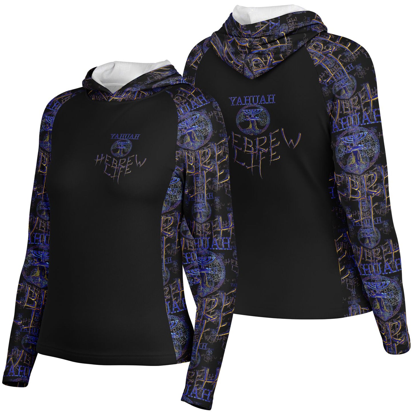 Hebrew Life 01-02 Ladies Designer Long Sleeve Hooded Performance T-shirt