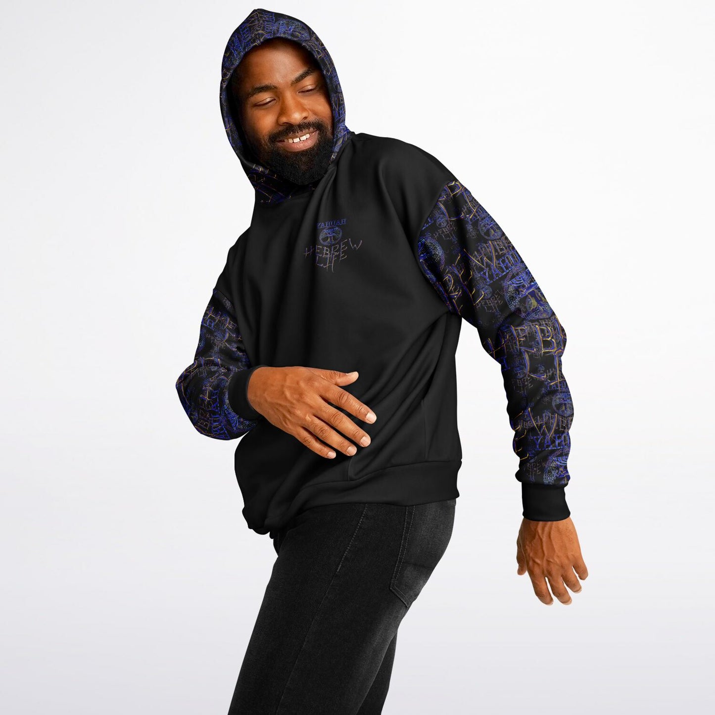 Hebrew Life 01-02 Designer Unisex Heavyweight Oversized Fleece Lined Pullover Hoodie