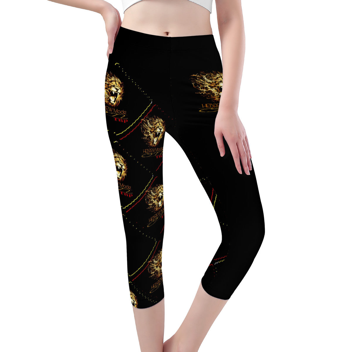 Hebrew Mode - On 02 Designer Mid Rise Capri Yoga Leggings