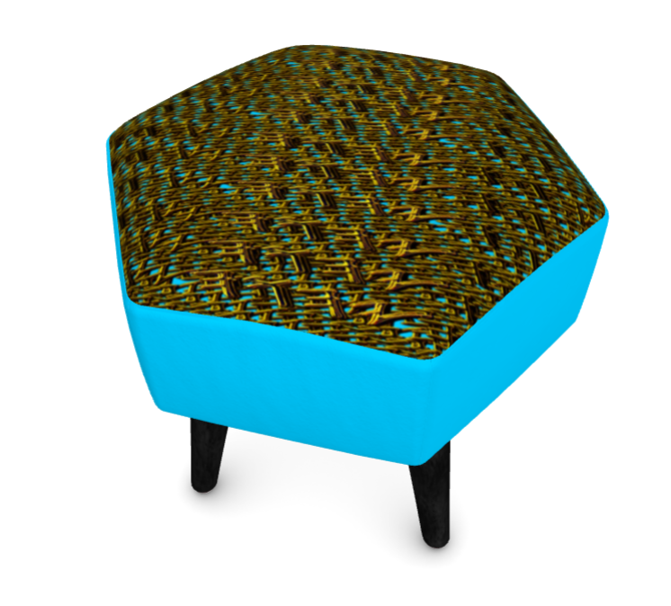 Camo Yahuah 01-01 Blue Designer Footstool (Square, Round or Hexagonal)
