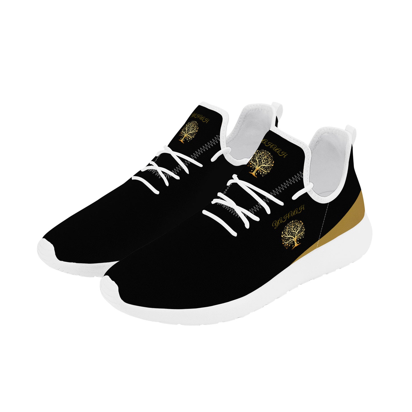 Yahuah-Tree of Life 01 Elect Lightweight Mesh Knit Unisex Sneakers (White)