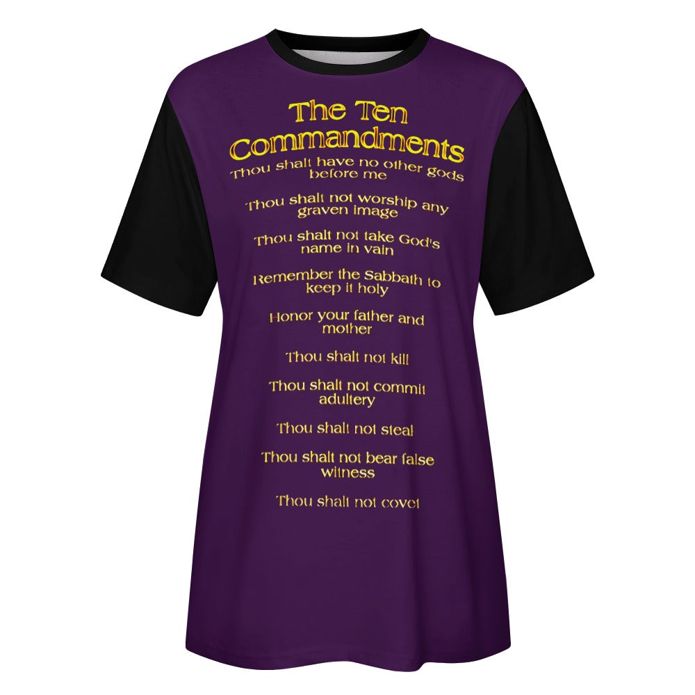 Ten Commandments 01 Ladies Designer Cotton T-shirt (4 Colors)