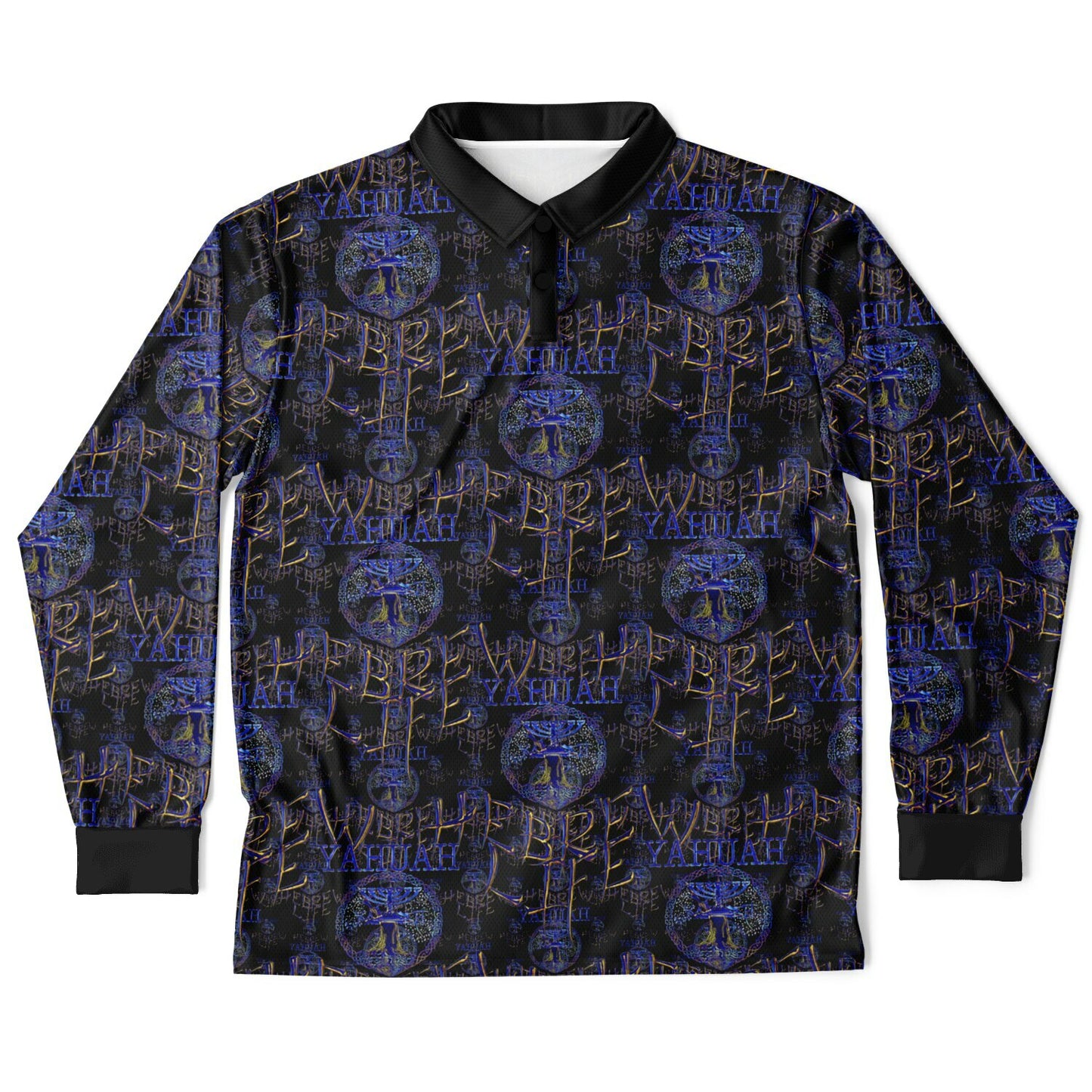 Hebrew Life 01-02 Men’s Designer Long Sleeve Polo Shirt
