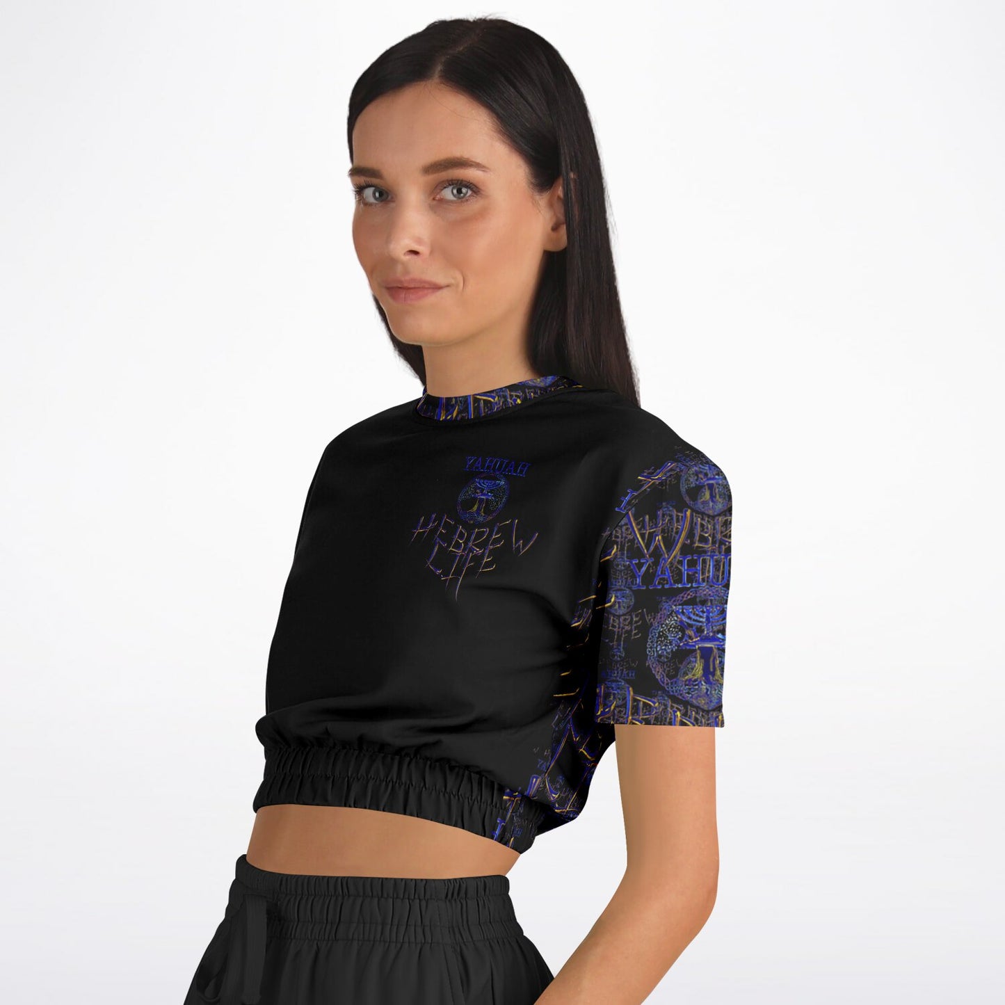 Hebrew Life 01-02 Designer Fashion Triblend Cropped Short Sleeve Sweatshirt
