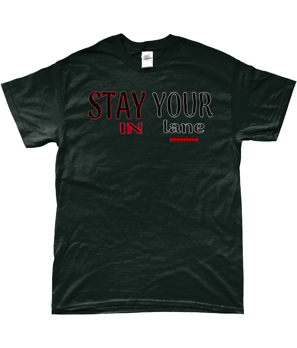 STAY IN YOUR lane 01-02 Designer Gildan Unisex SoftStyle® Ringspun Cotton T-shirt (13 colors)