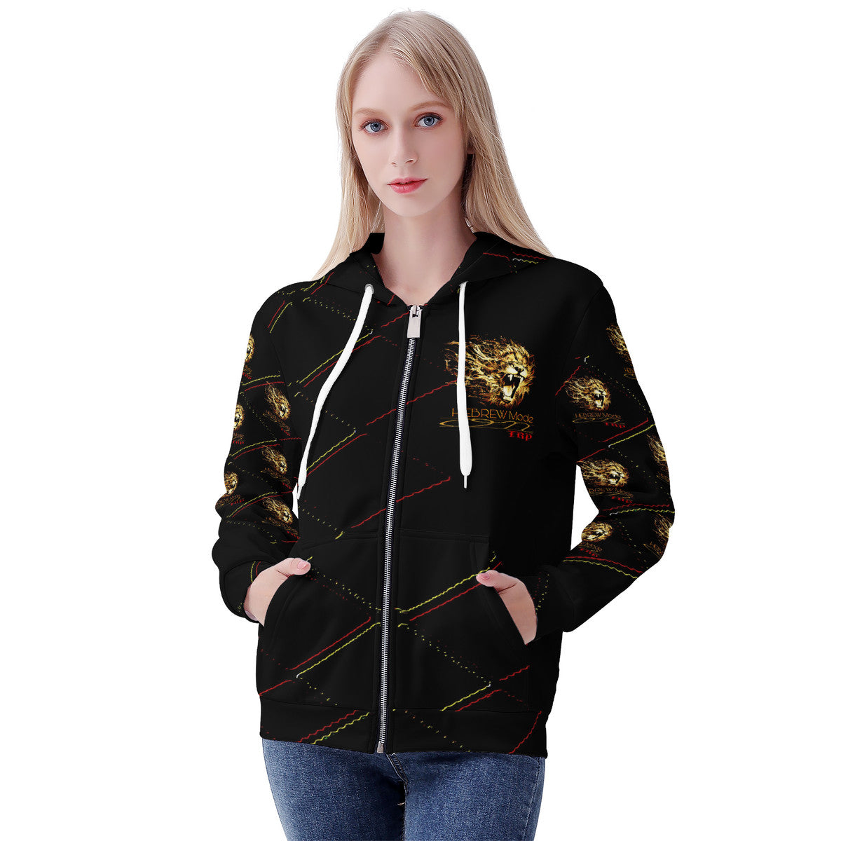 Hebrew Mode - On 02 Ladies Designer Full Zip Hoodie
