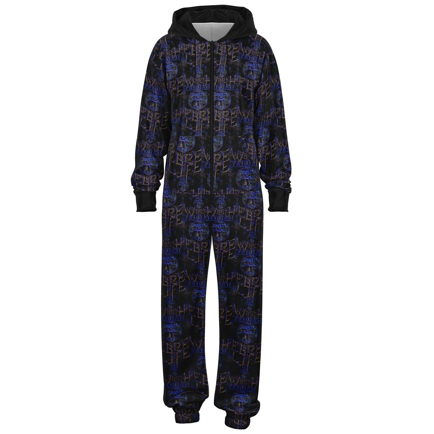 Hebrew Life 01-02 Designer Fashion Triblend Fleece Lined Zip Front Jumpsuit