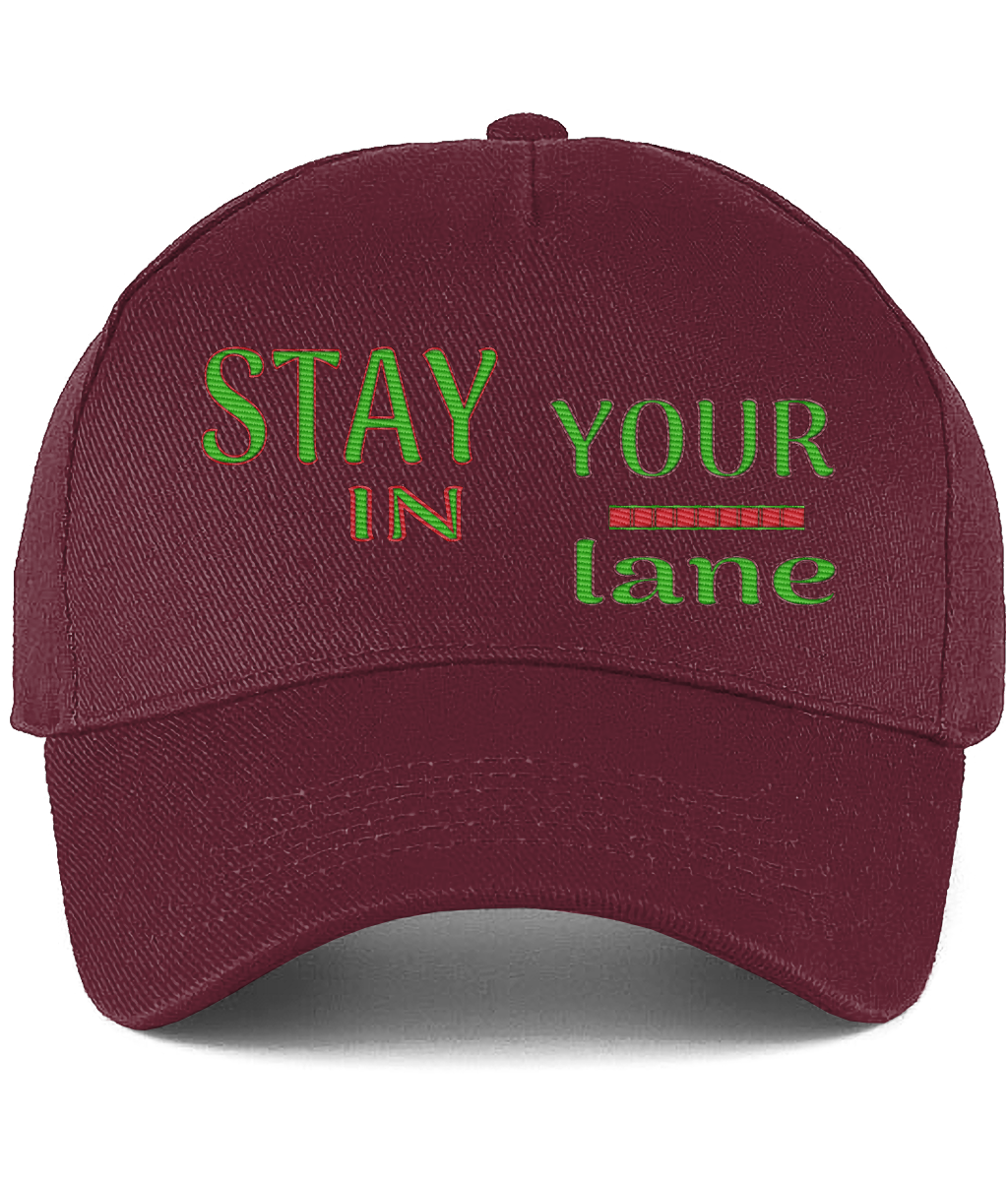 STAY IN YOUR lane 01-01 Designer Beechfied Embroidered Ultimate Cotton Drill Baseball Cap (8 colors)
