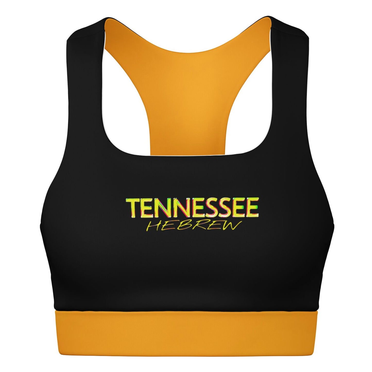 Tennessee Hebrew 01 Designer Padded Racerback Sports Bra