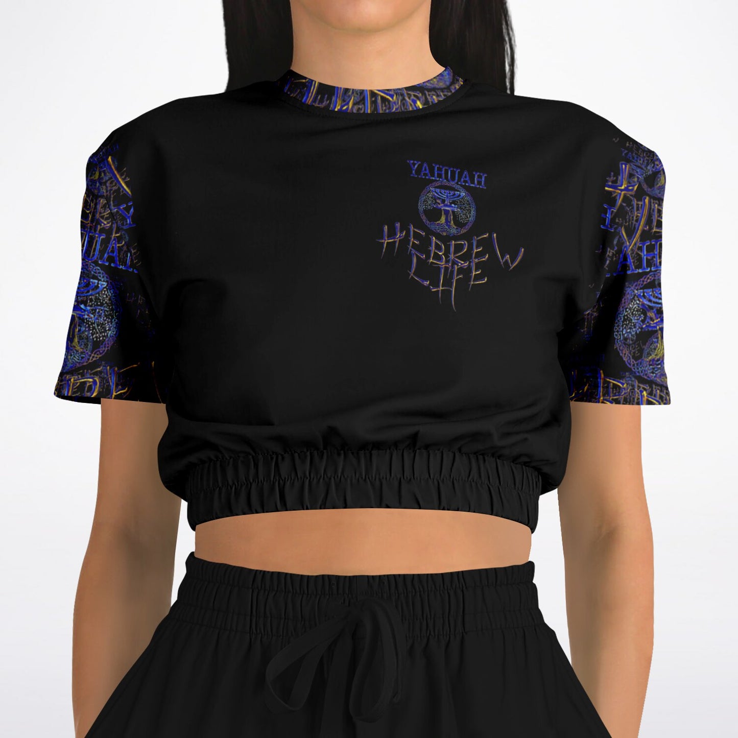 Hebrew Life 01-02 Designer Fashion Triblend Cropped Short Sleeve Sweatshirt