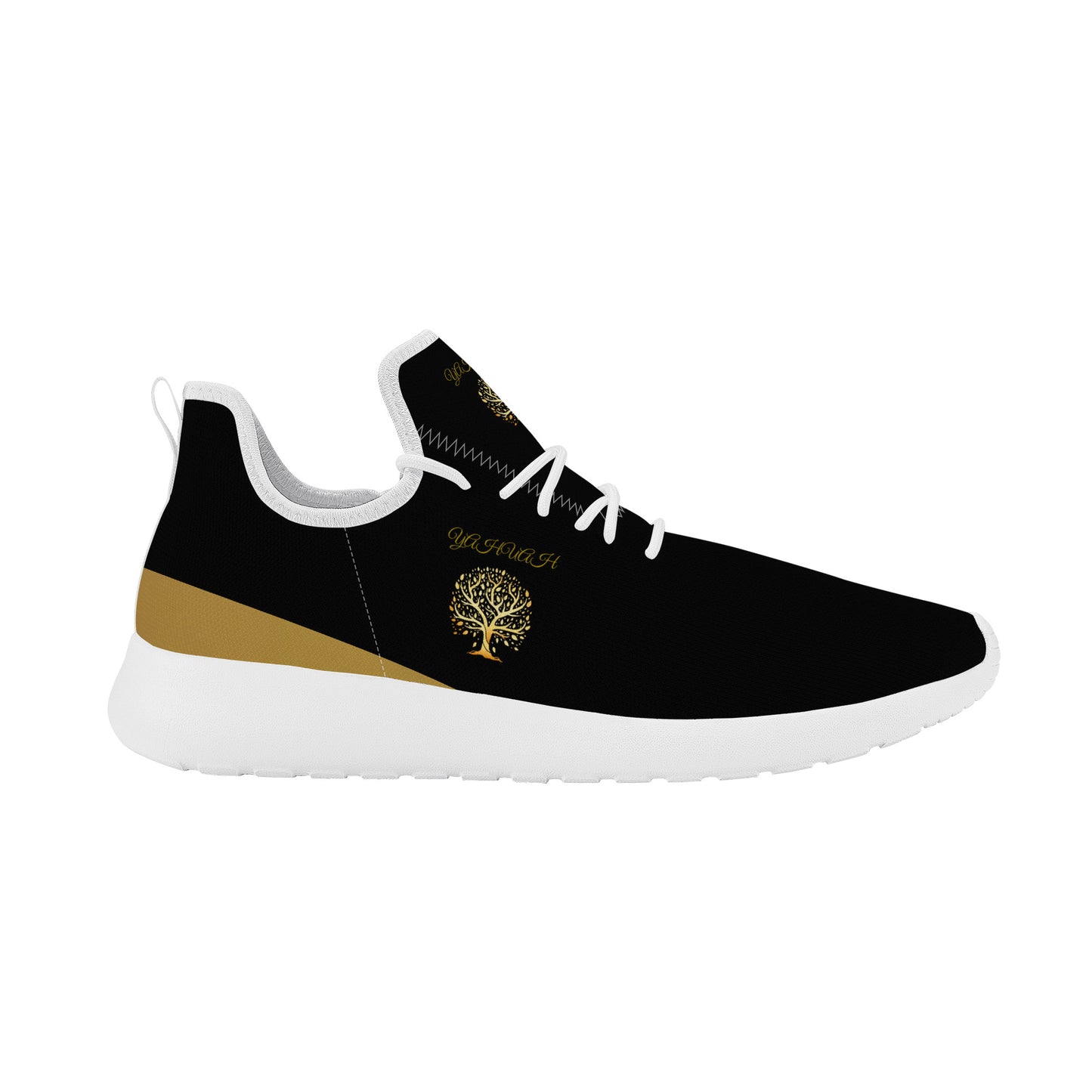 Yahuah-Tree of Life 01 Elect Lightweight Mesh Knit Unisex Sneakers (White)