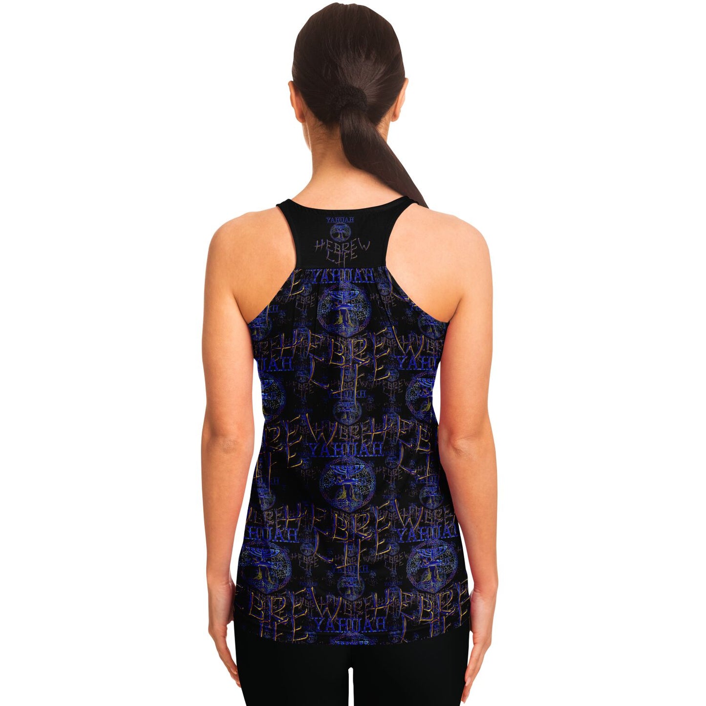 Hebrew Life 01-02 Ladies Designer Flowy Racerback Tank Top