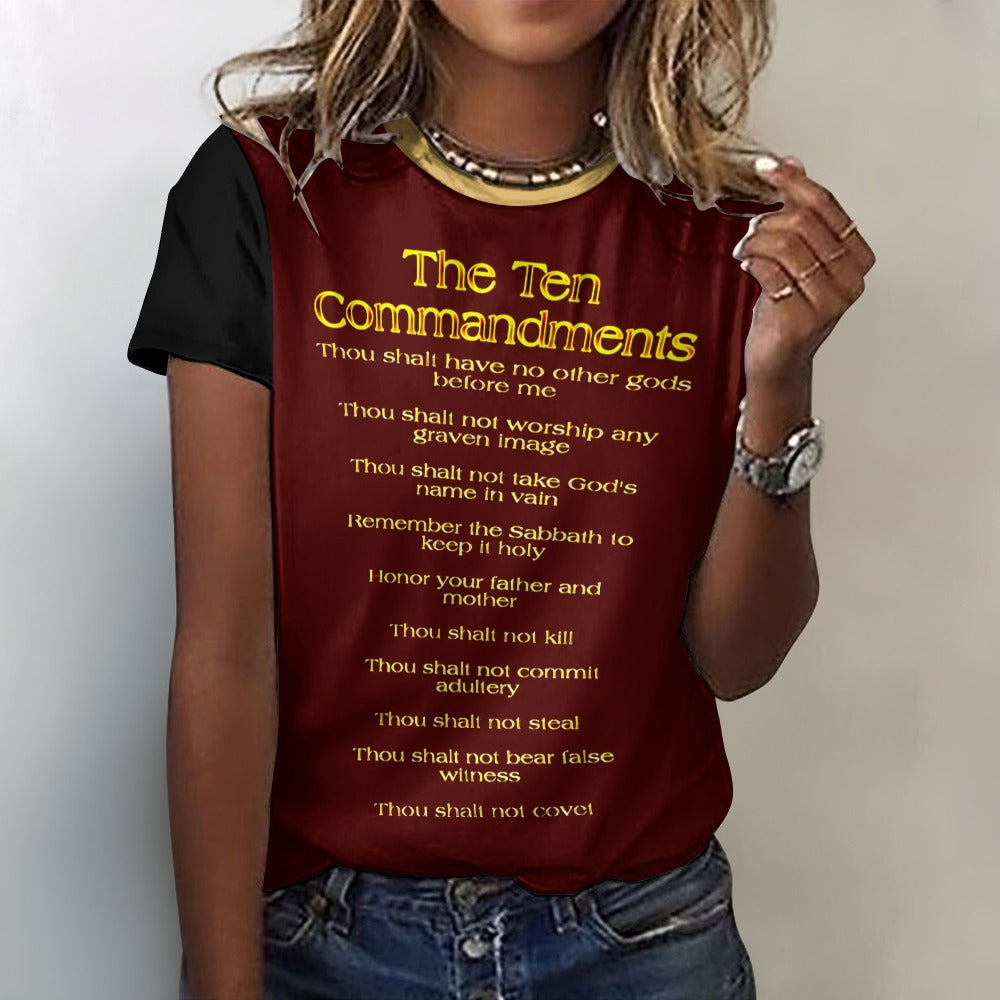 Ten Commandments 01 Ladies Designer Cotton T-shirt (4 Colors)