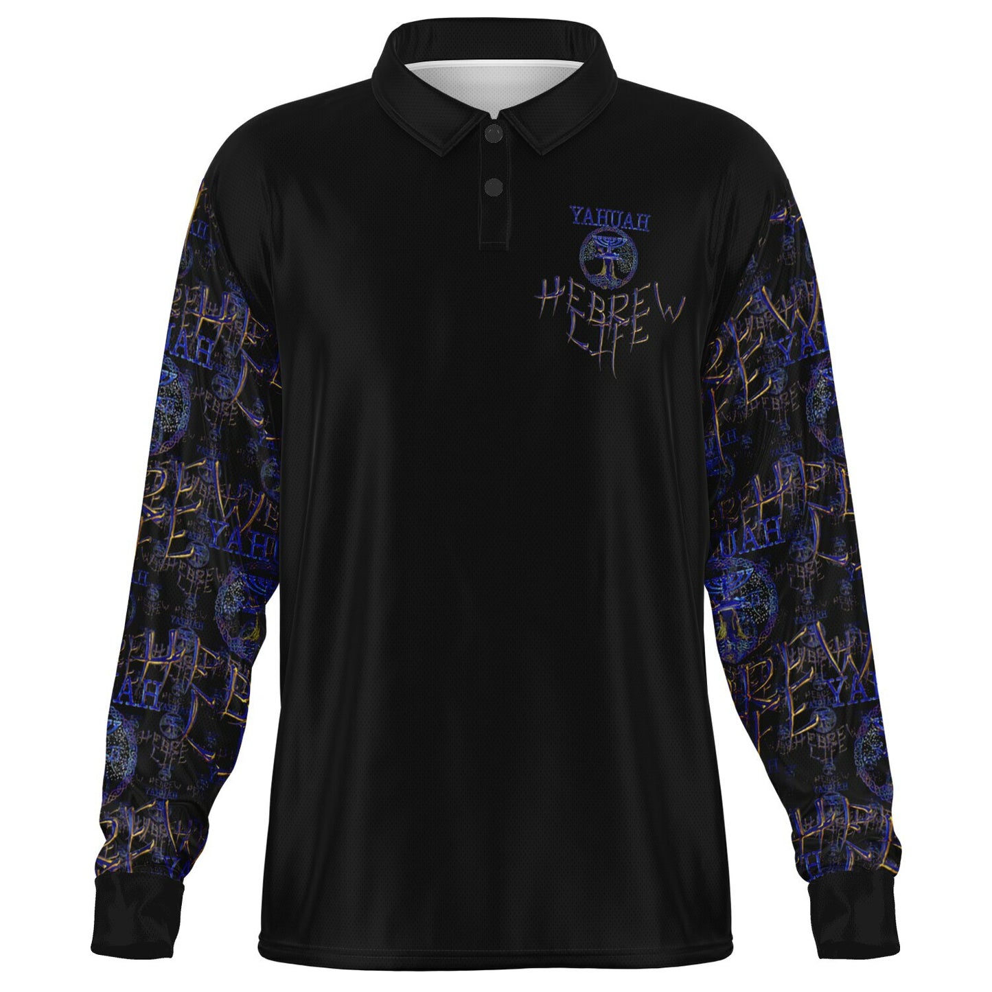 Hebrew Life 01-02 Men’s Designer Long Sleeve Polo Shirt
