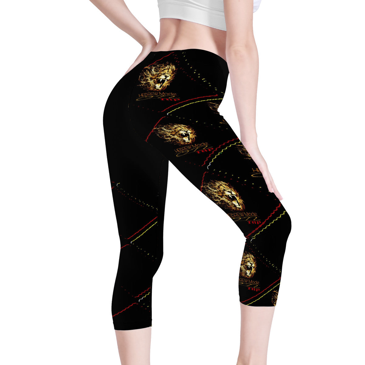Hebrew Mode - On 02 Designer Mid Rise Capri Yoga Leggings