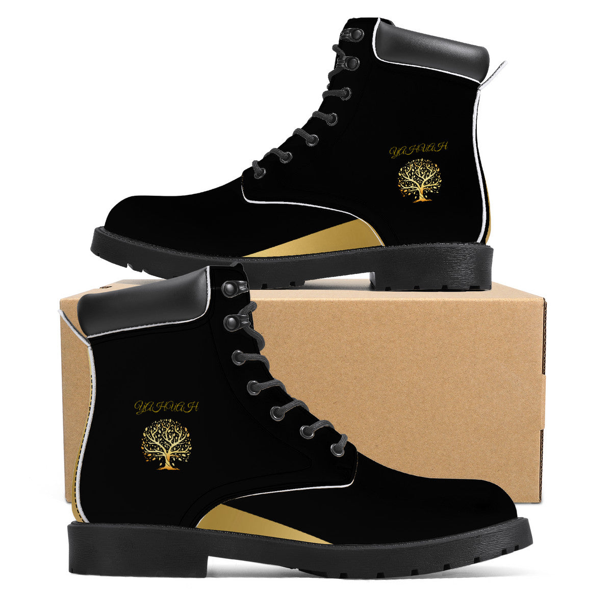 Yahuah-Tree of Life 01 Elect PU Leather All Season Unisex Boots