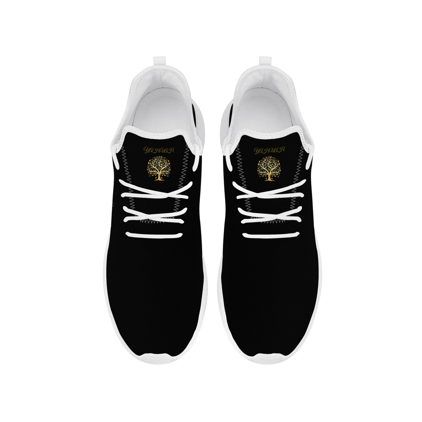 Yahuah-Tree of Life 01 Elect Lightweight Mesh Knit Unisex Sneakers (White)