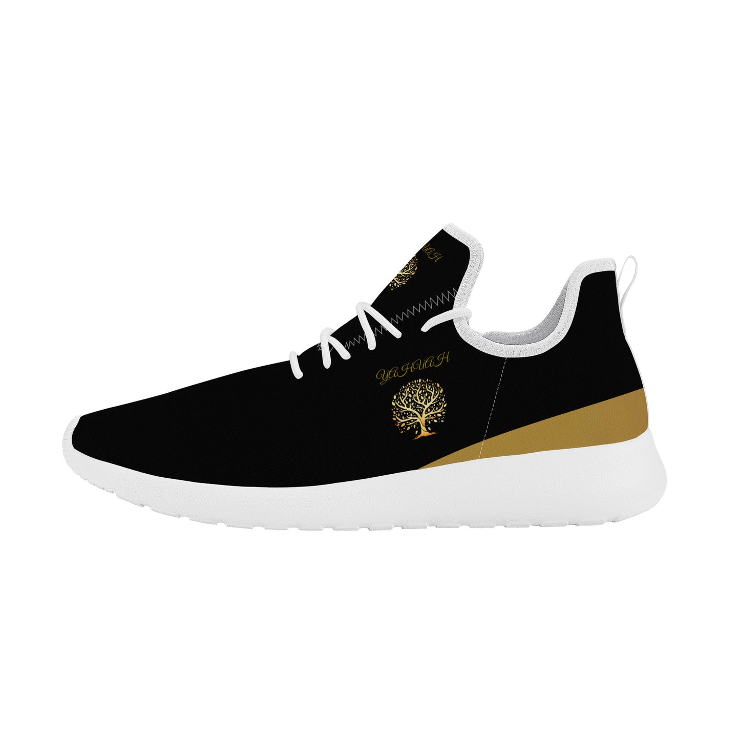 Yahuah-Tree of Life 01 Elect Lightweight Mesh Knit Unisex Sneakers (White)