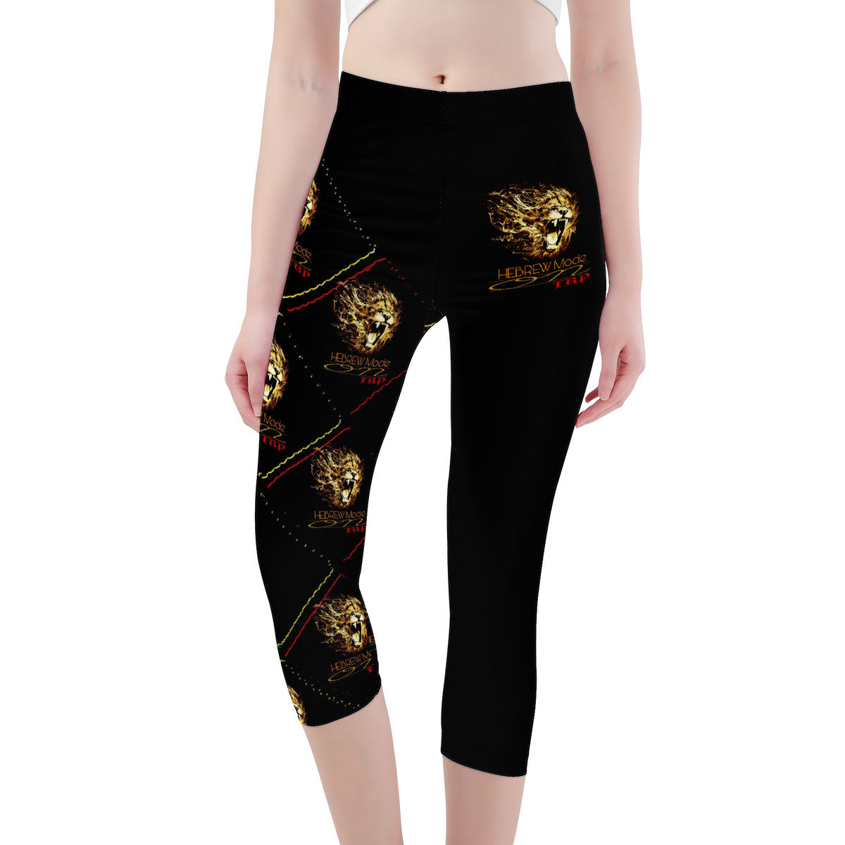 Hebrew Mode - On 02 Designer Mid Rise Capri Yoga Leggings