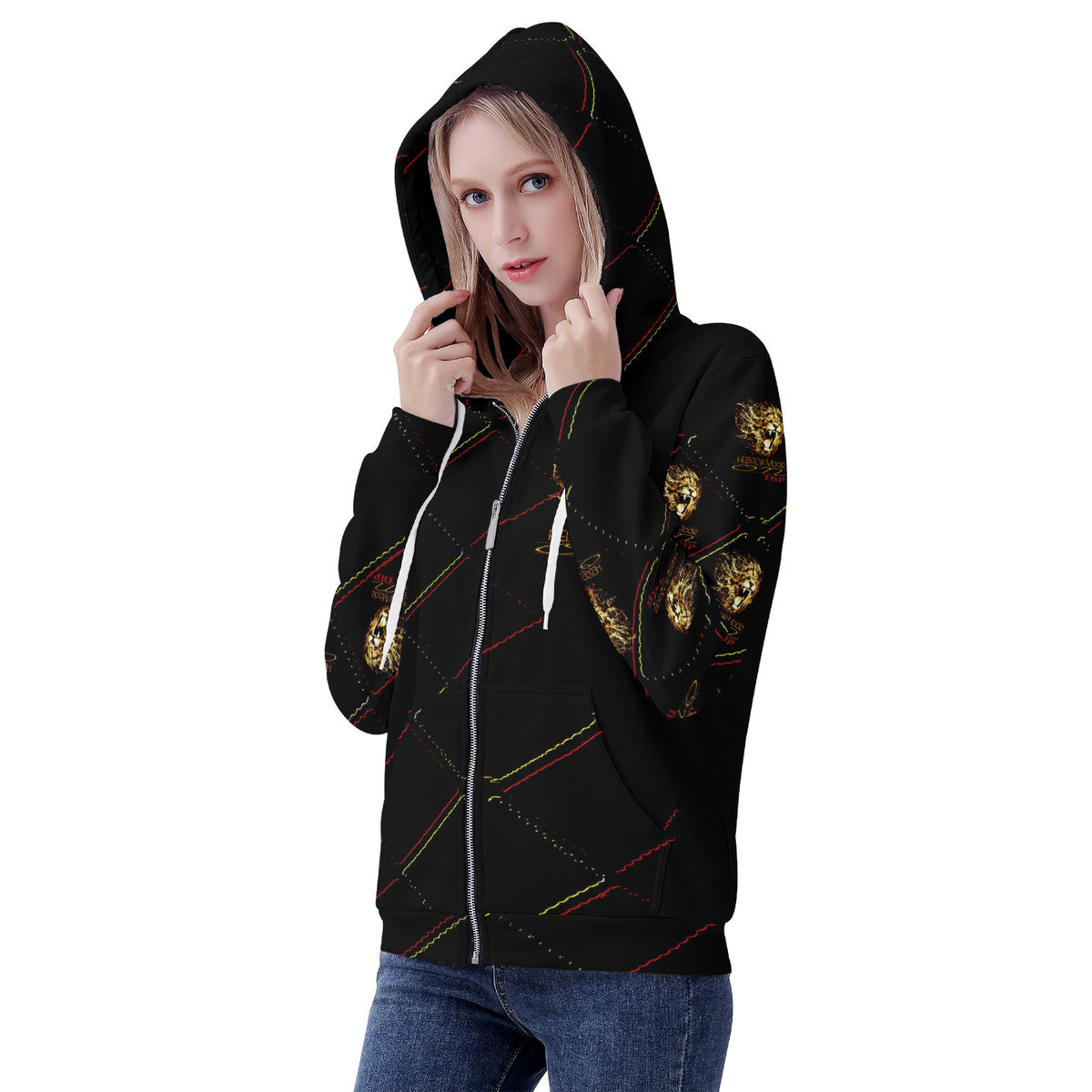 Hebrew Mode - On 02 Ladies Designer Full Zip Hoodie