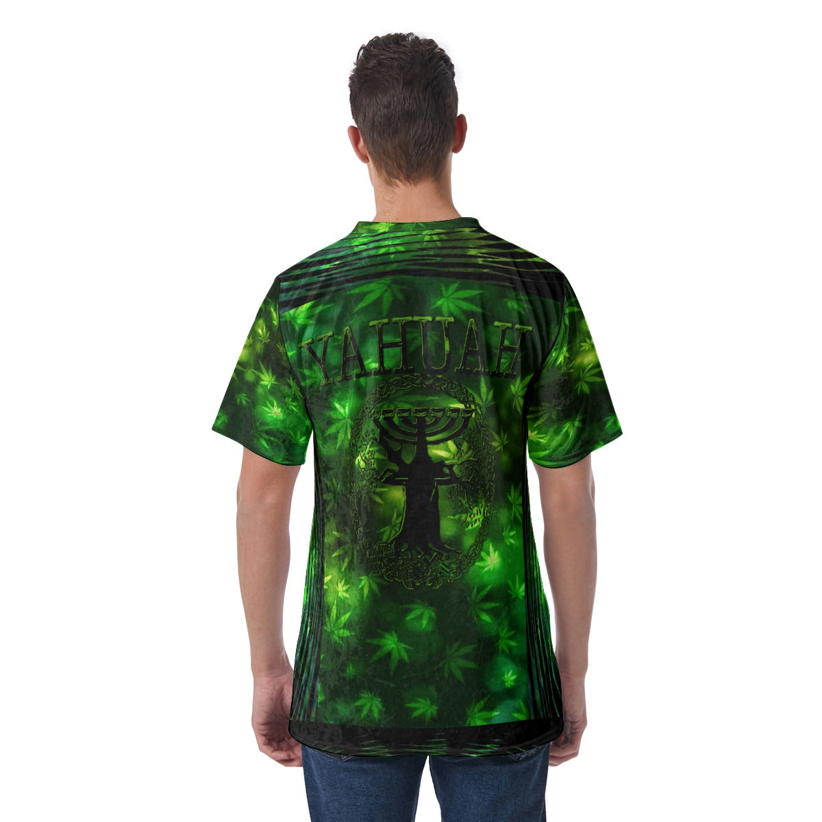 Yahuah-Green Master 01 Men's Designer Velvet T-shirt