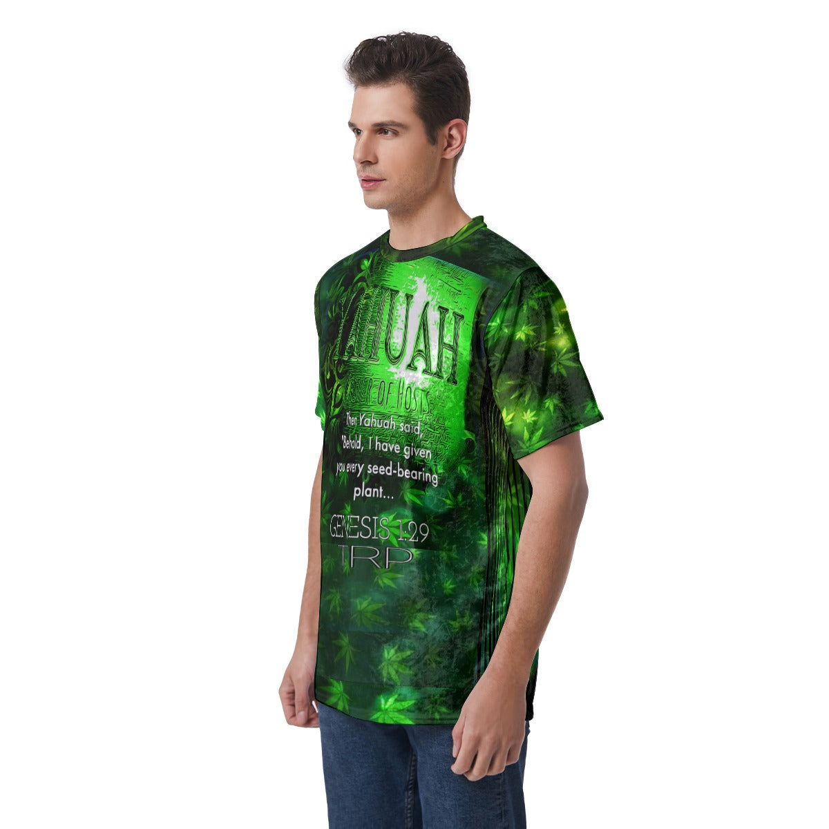 Yahuah-Green Master 01 Men's Designer Velvet T-shirt