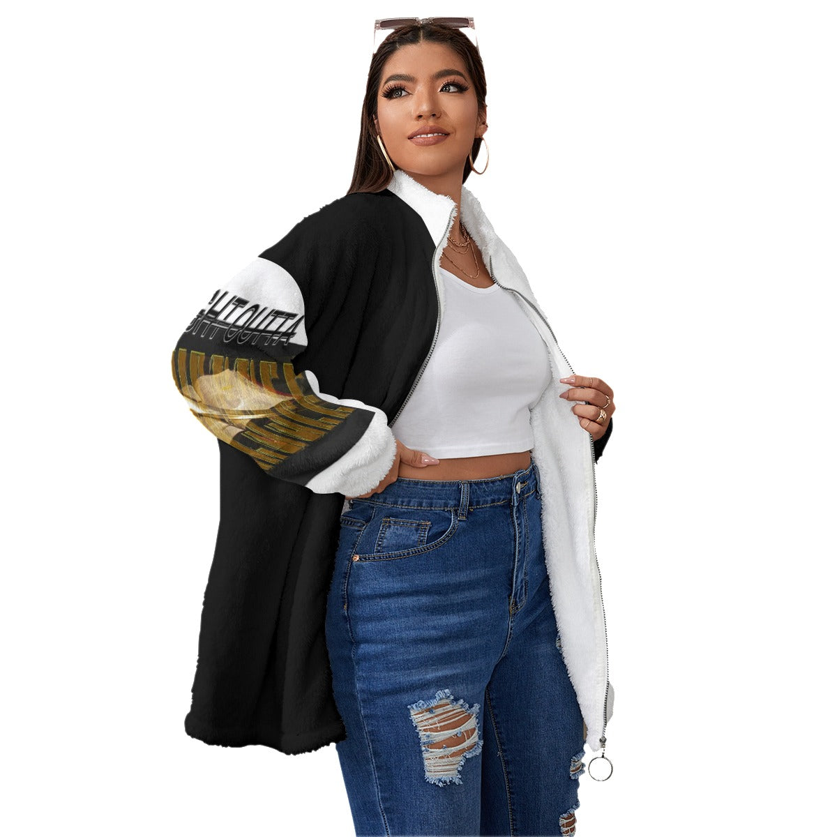 Straight Outta Tennessee 01 Ladies Designer Full Zip Plus Size Teddy Coat