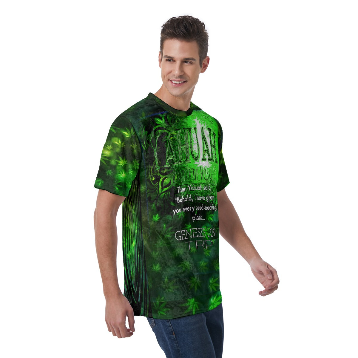 Yahuah-Green Master 01 Men's Designer Velvet T-shirt
