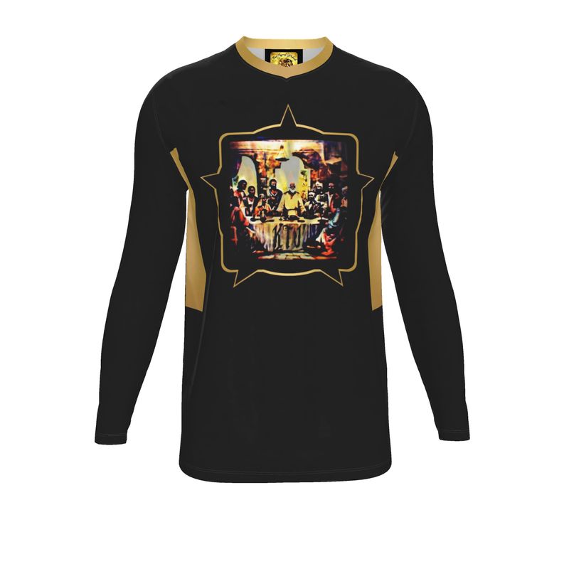 The Last Supper by KTJ 01-01 Men's Designer V-neck Long Sleeve Jersey T-shirt