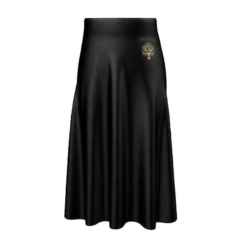 Yahuah-Tree of LIfe 01-01 Designer A-line Pleated Midi Skirt